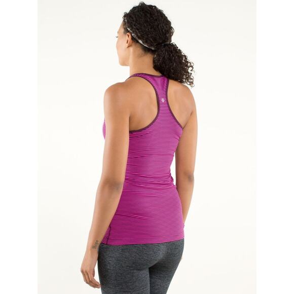 Lululemon Cool Racerback Hyper Stripe Raspberry Glo Light / Plum Size 4 - Picture 1 of 7